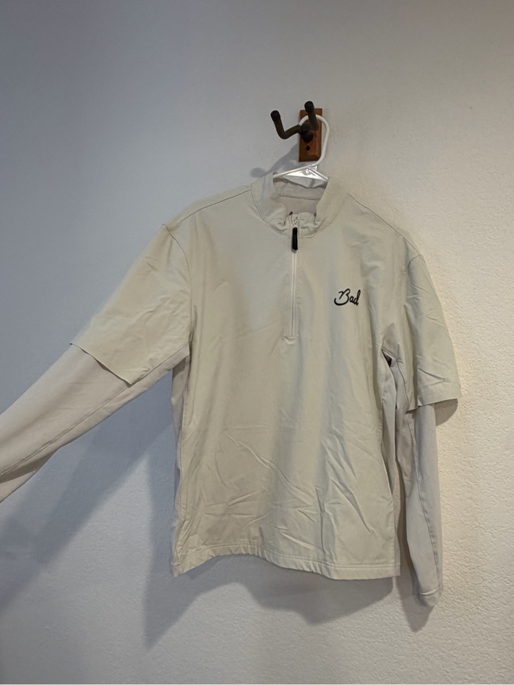 Bad Birdie Cream 1/4 Zip Pullover with Contrast Logo